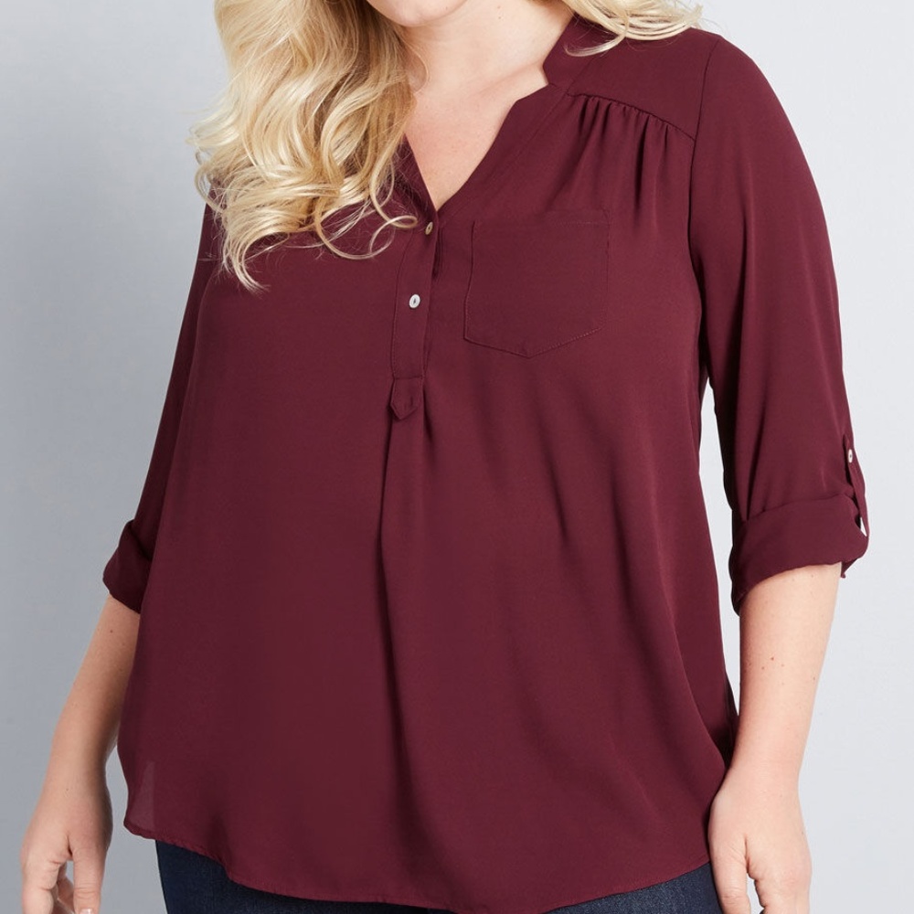 EUC Pam Breeze-ly Long Sleeve Tunic in Burgundy--L